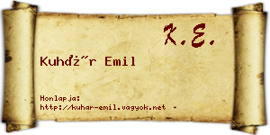 Kuhár Emil névjegykártya